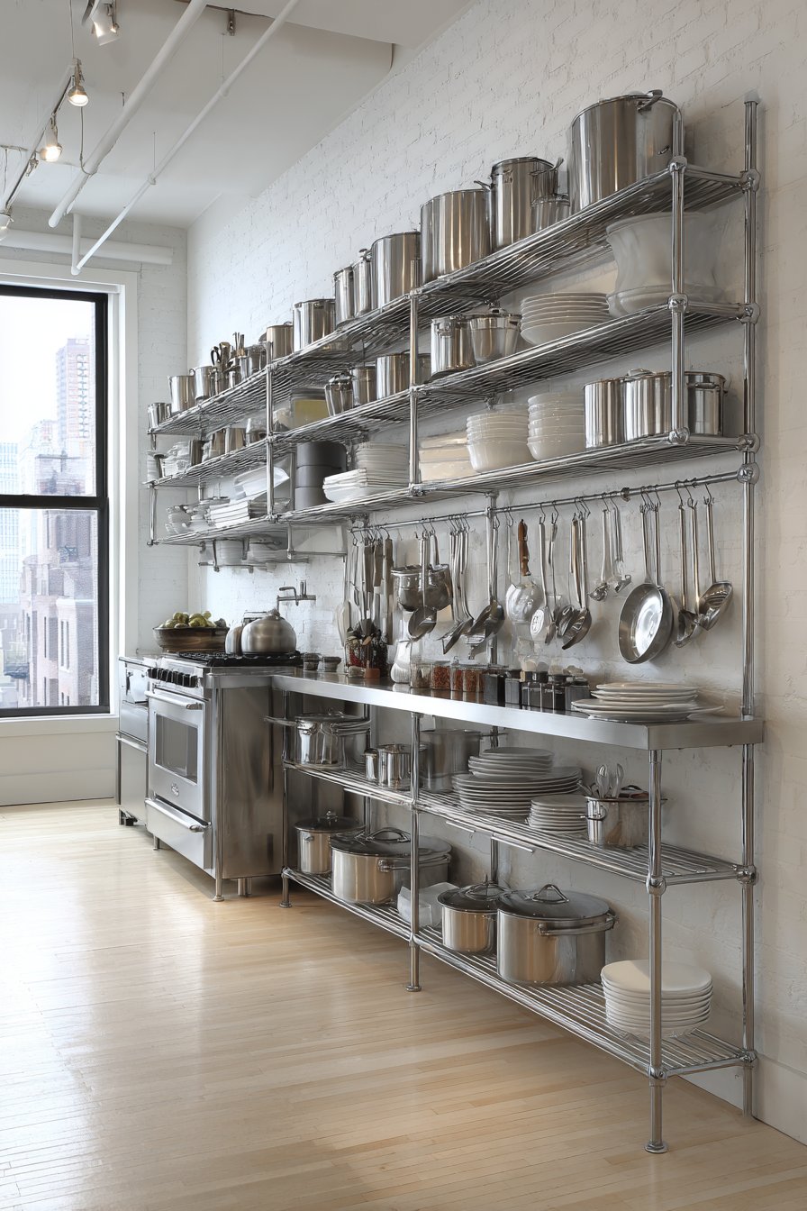 Industrial-Grade Stainless Steel Open Shelving Storage System