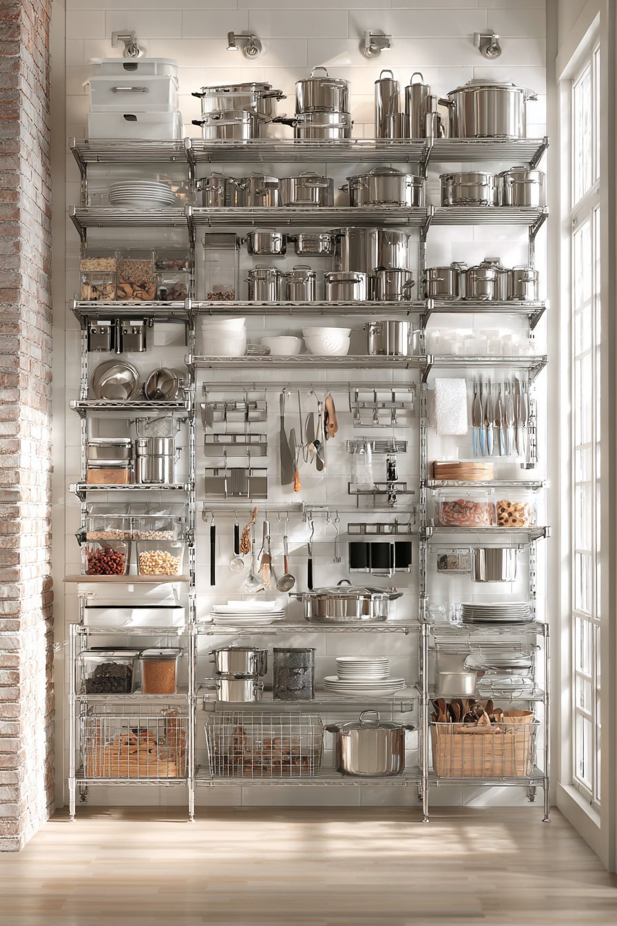 Industrial-Grade Stainless Steel Open Shelving Storage System