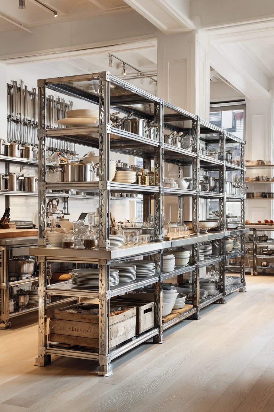 Industrial-Grade Stainless Steel Open Shelving Storage System