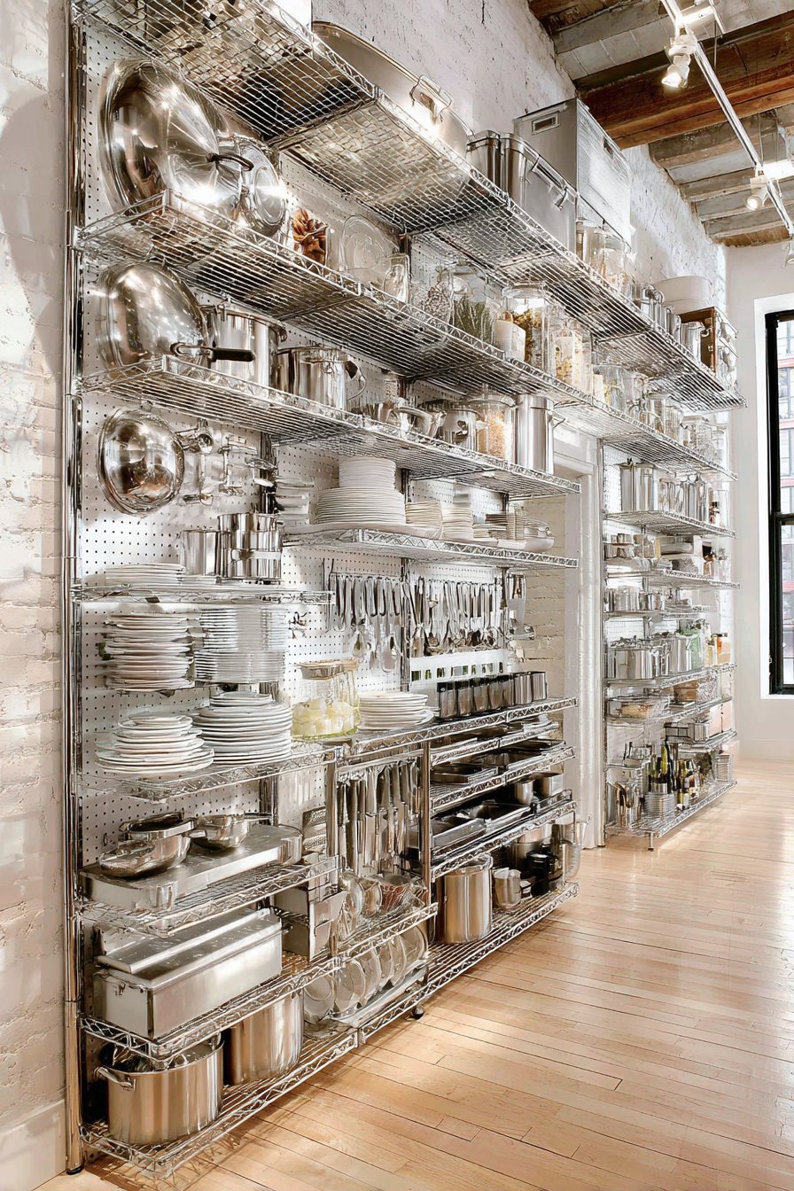 Industrial-Grade Stainless Steel Open Shelving Storage System