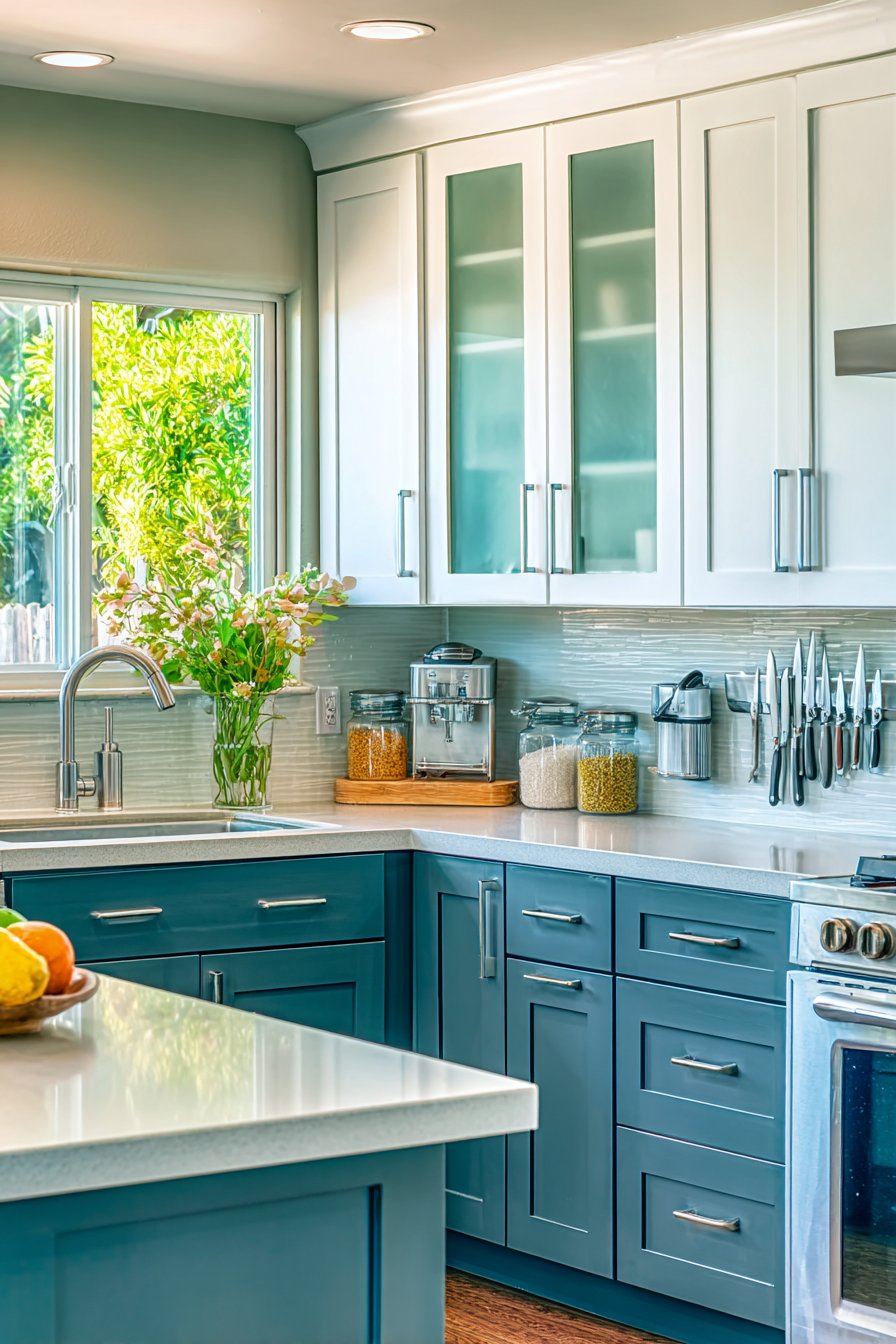 Navy Blue L-Shaped Innovation with Fold-Down Flexibility