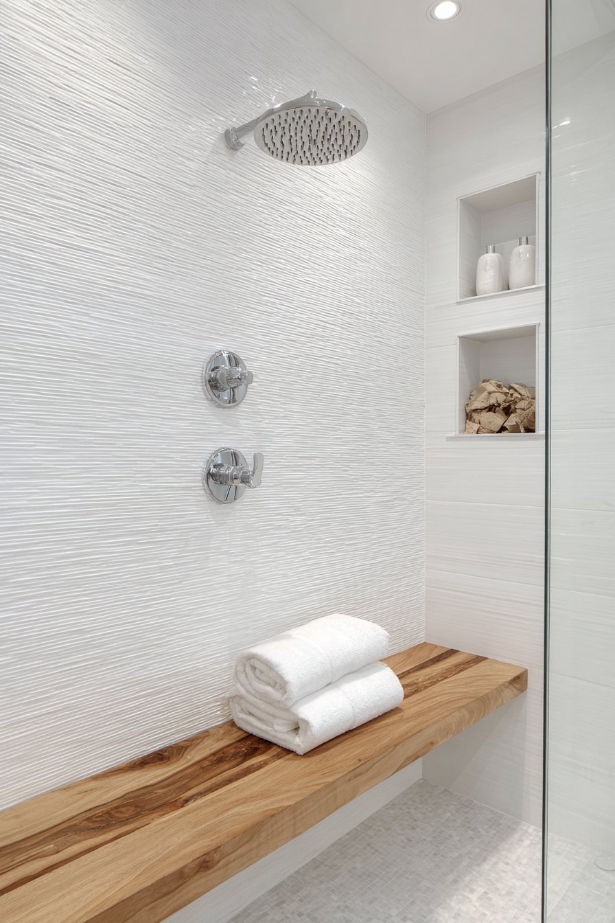 Spacious Walk-In Shower with Tiled Bench