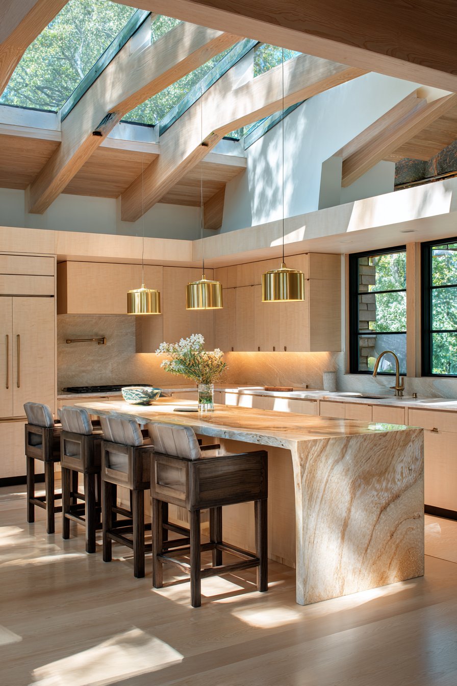 Modern Maple Kitchen with Sleek Horizontal Lines