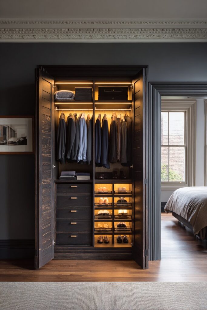 Espresso Wood Closet System Integration