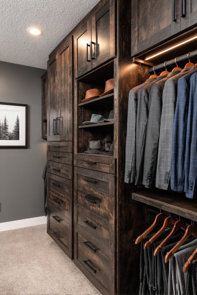 Espresso Wood Closet System Integration