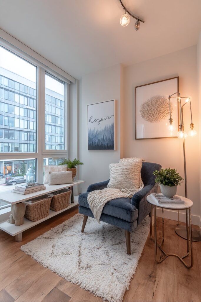 Compact Urban Apartment with Multi-Zone Track Lighting