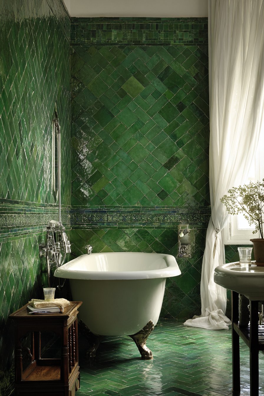 Emerald Zellige Tile Elegance