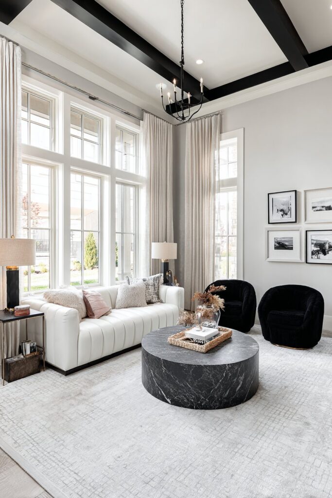 Elegant Conversation Area with Gallery Wall Focus