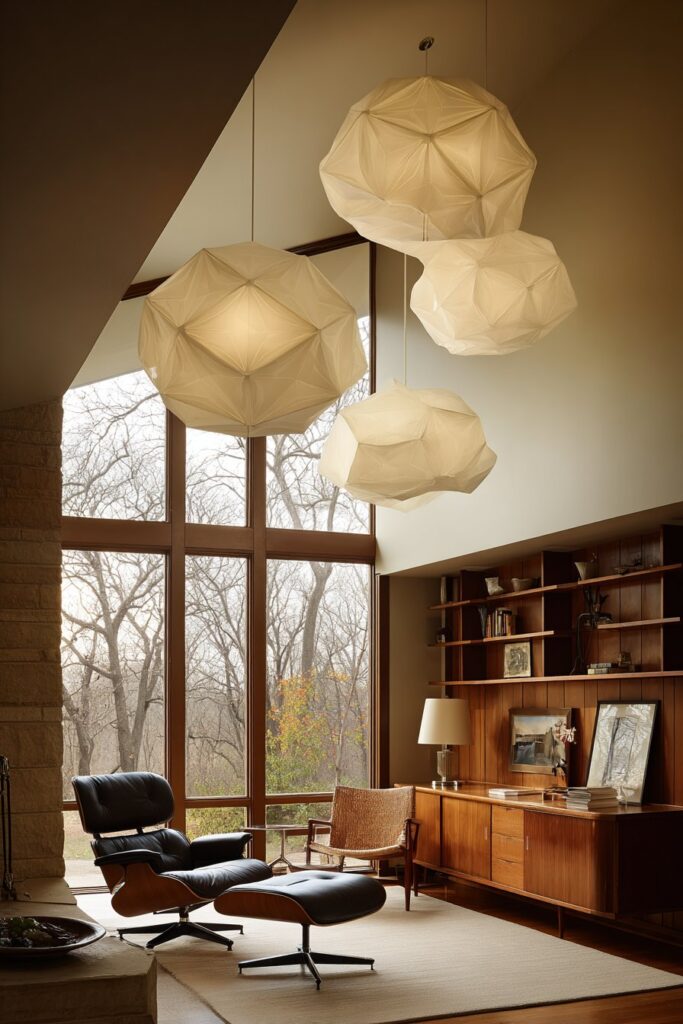 Geometric Pendant Lights at Staggered Heights