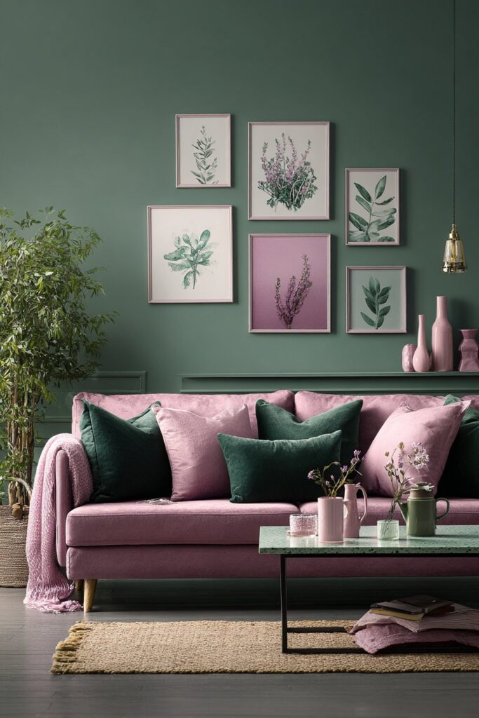 Eclectic Gallery Wall with Botanical Art Collection
