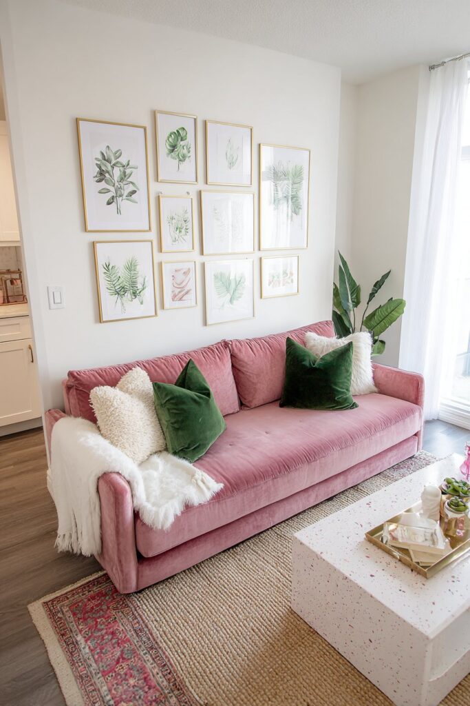 Eclectic Gallery Wall with Botanical Art Collection