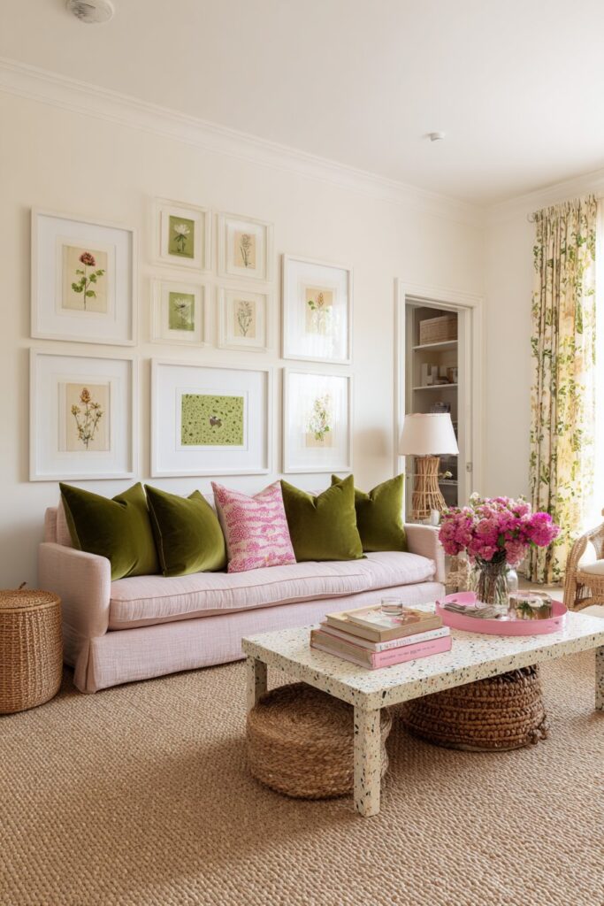 Eclectic Gallery Wall with Botanical Art Collection