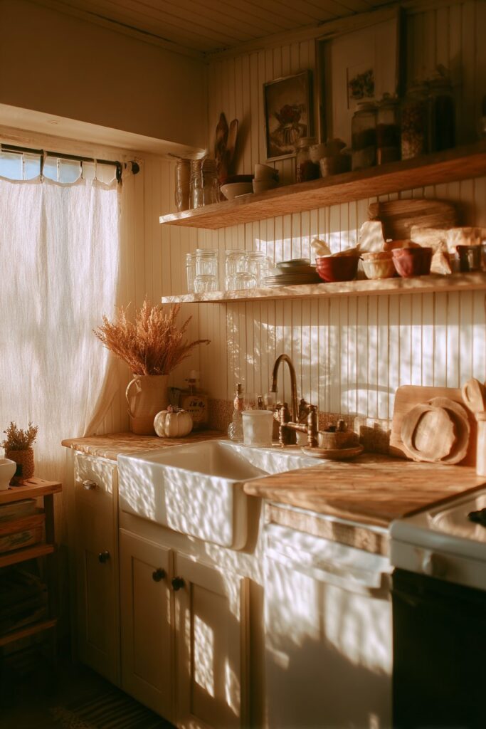 Farmhouse Charm in Compact Kitchen Spaces