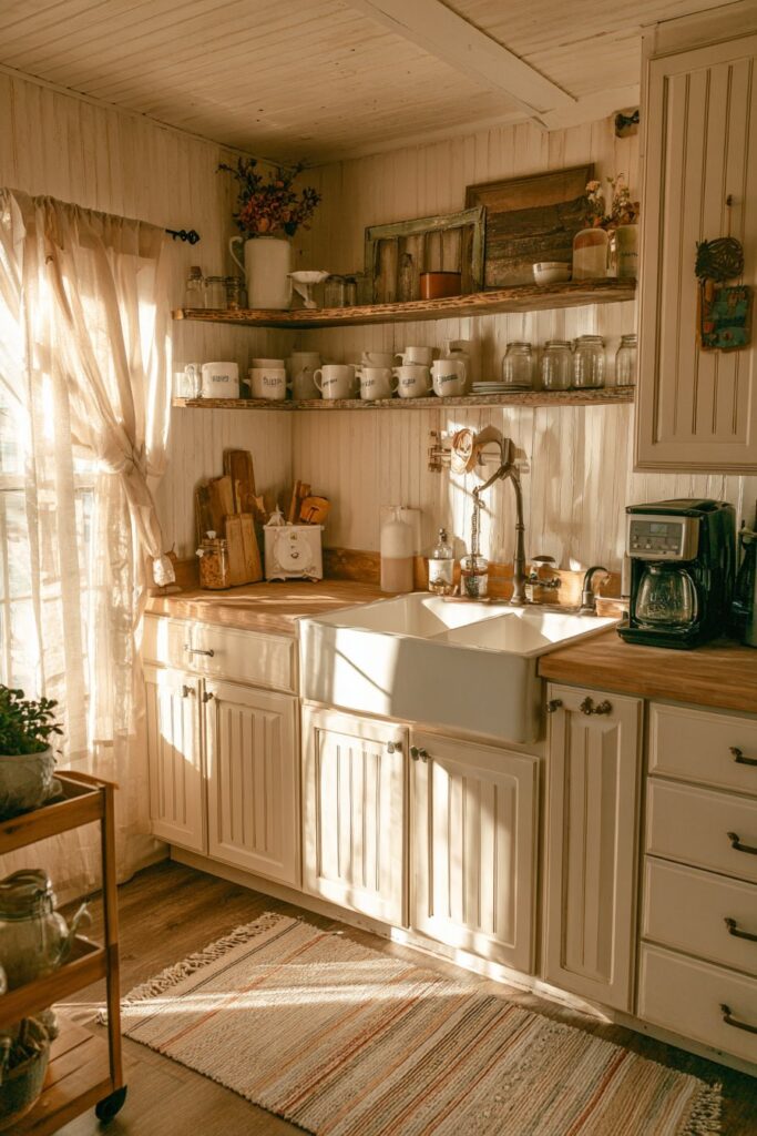 Farmhouse Charm in Compact Kitchen Spaces