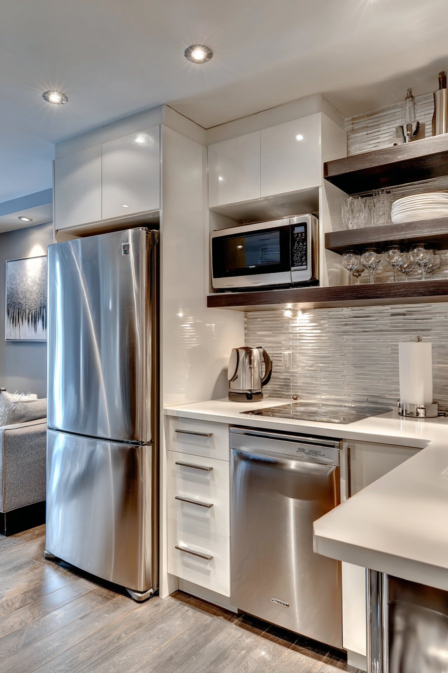 Space-Efficient Stainless Steel Kitchen for Urban Apartment Living