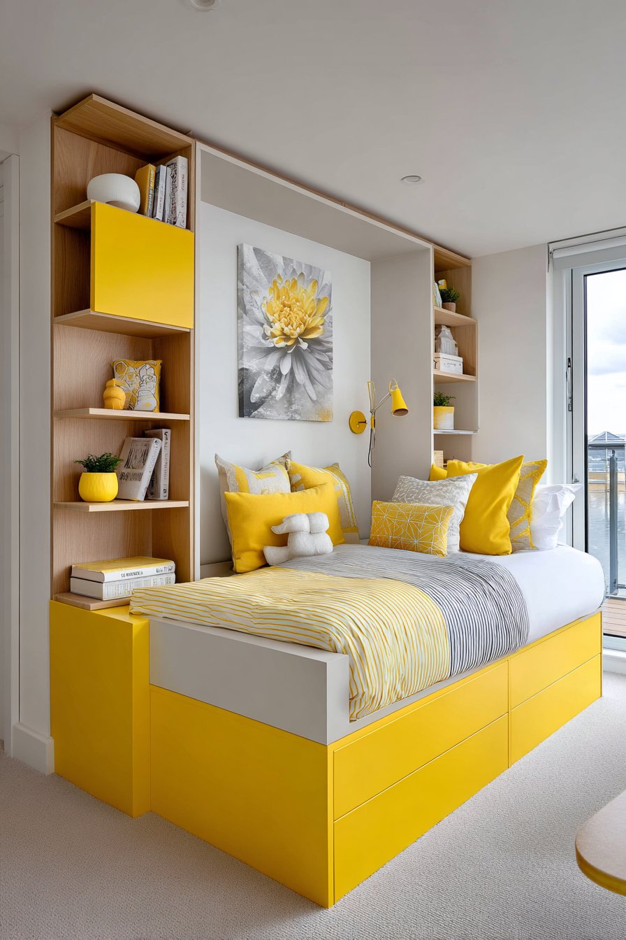 Smart Storage Solutions for Small Yellow Bedrooms