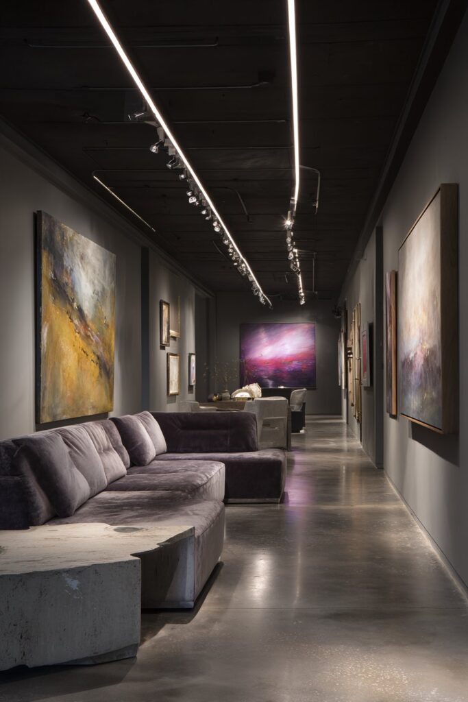 Gallery-Quality Living Room with Professional Track Lighting