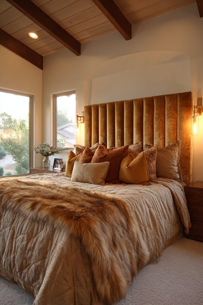 Luxurious Velvet Statement with Architectural Warmth