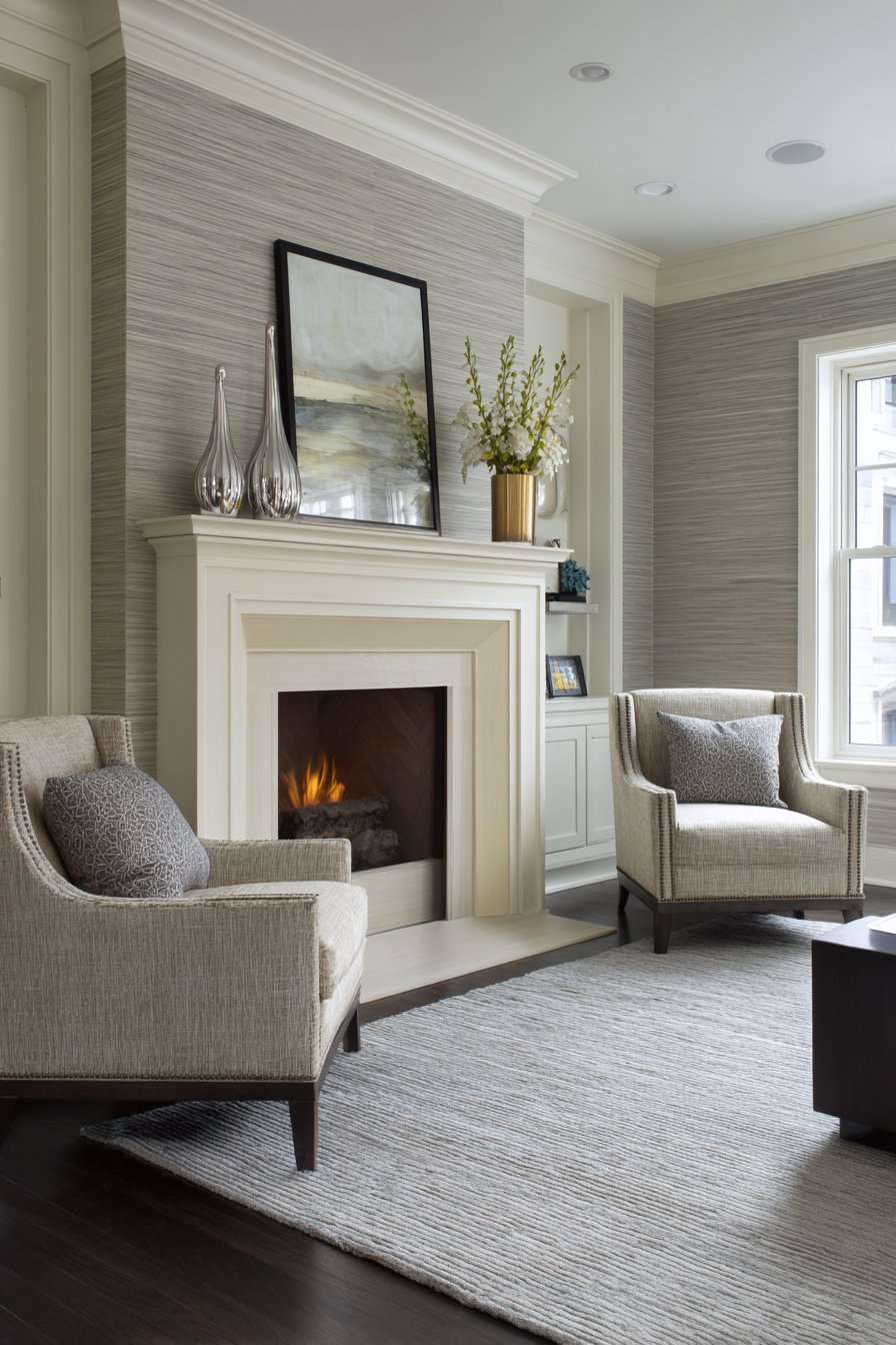 Fireplace Focal Point with Balanced Formality