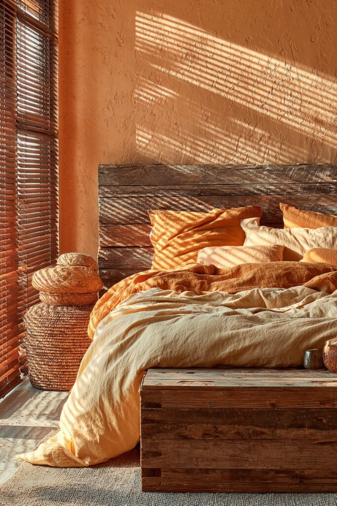 Sunset-Inspired Serenity with Reclaimed Wood Accent