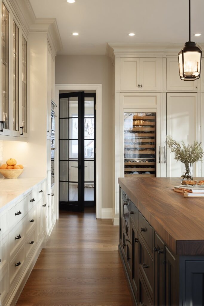 Sophisticated Two-Tone Kitchen with Walk-In Pantry