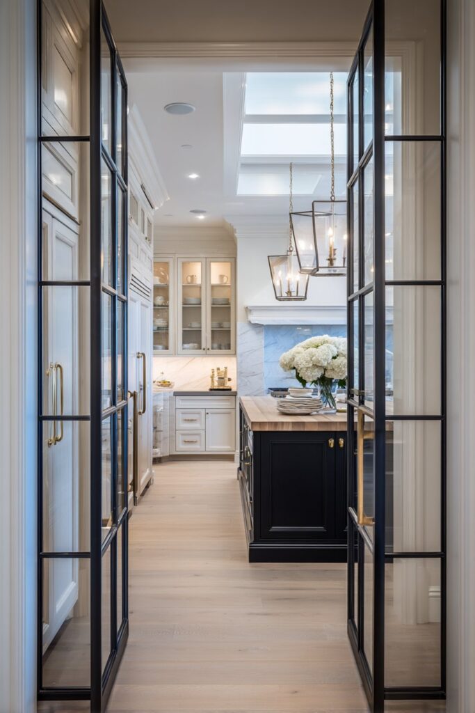 Sophisticated Two-Tone Kitchen with Walk-In Pantry