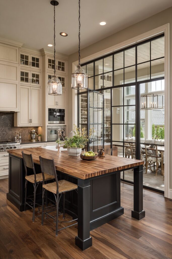 Sophisticated Two-Tone Kitchen with Walk-In Pantry
