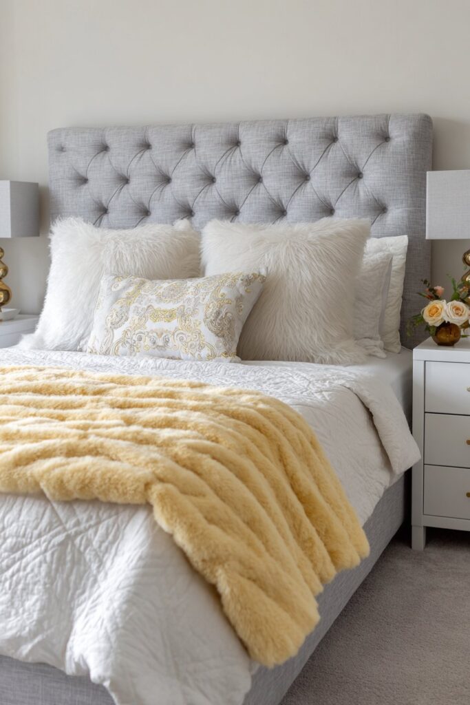 Serene Bed Arrangement with Layered Textiles