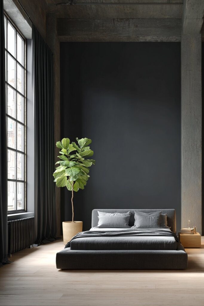 Scandinavian Minimalist Dark Bedroom