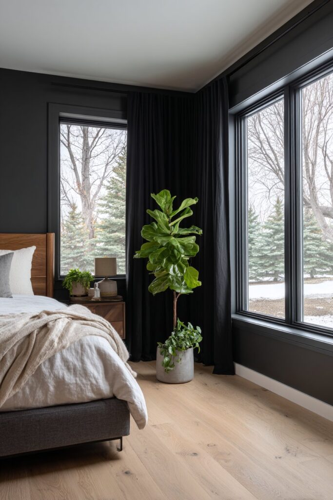 Scandinavian Minimalist Dark Bedroom