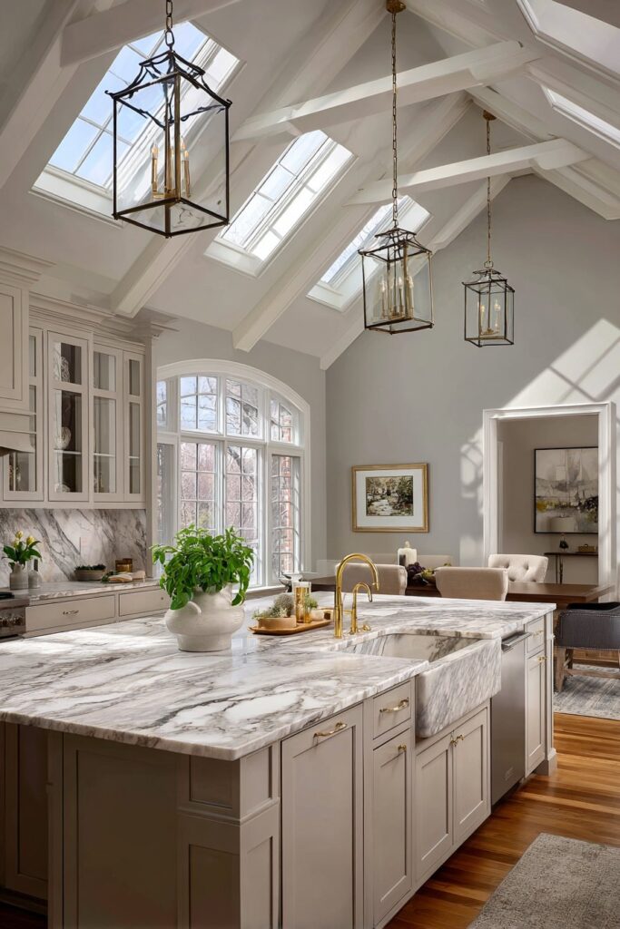 Grand Kitchen with Vaulted Ceiling Drama