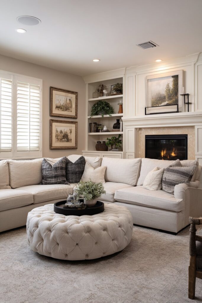 Transitional Balance with Fireplace Symmetry