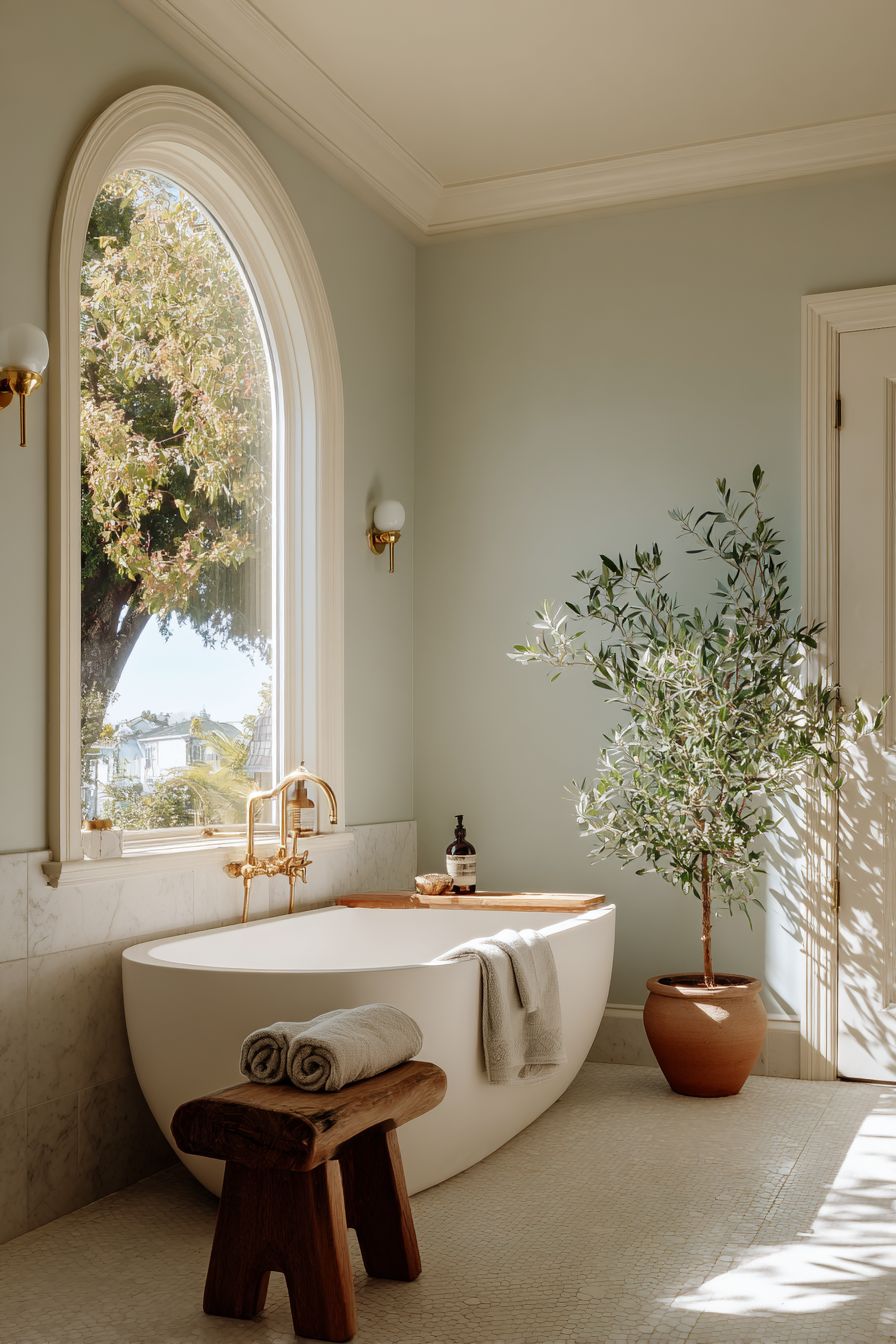Serene Spa Sanctuary with Freestanding Tub
