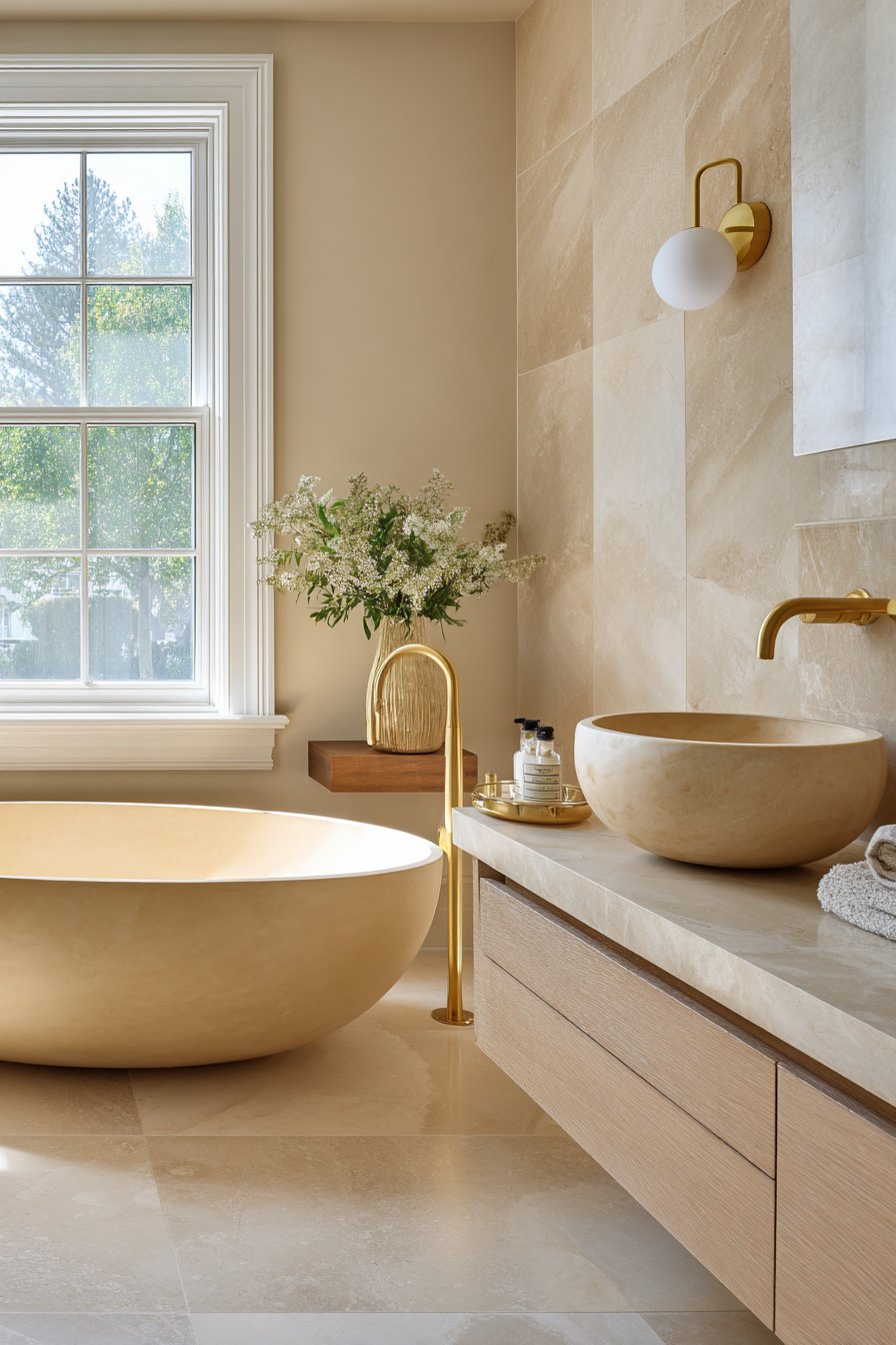 Serene Spa-Like Sanctuary with Freestanding Soaking Tub