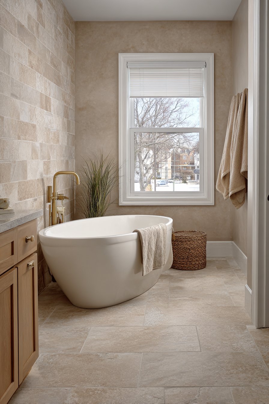 Serene Spa-Like Sanctuary with Freestanding Soaking Tub