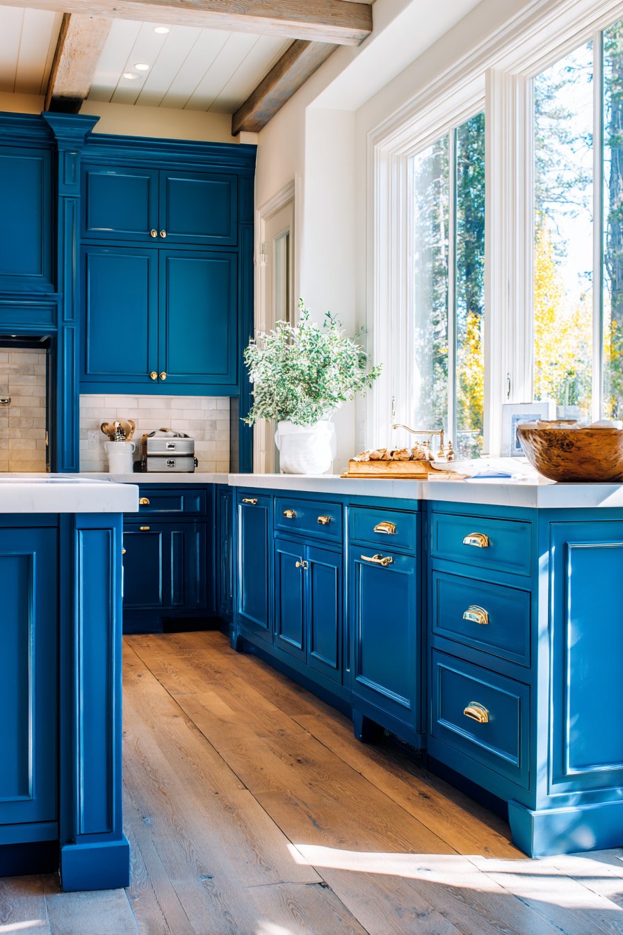 Classic Navy Shaker Elegance with Brass Accents