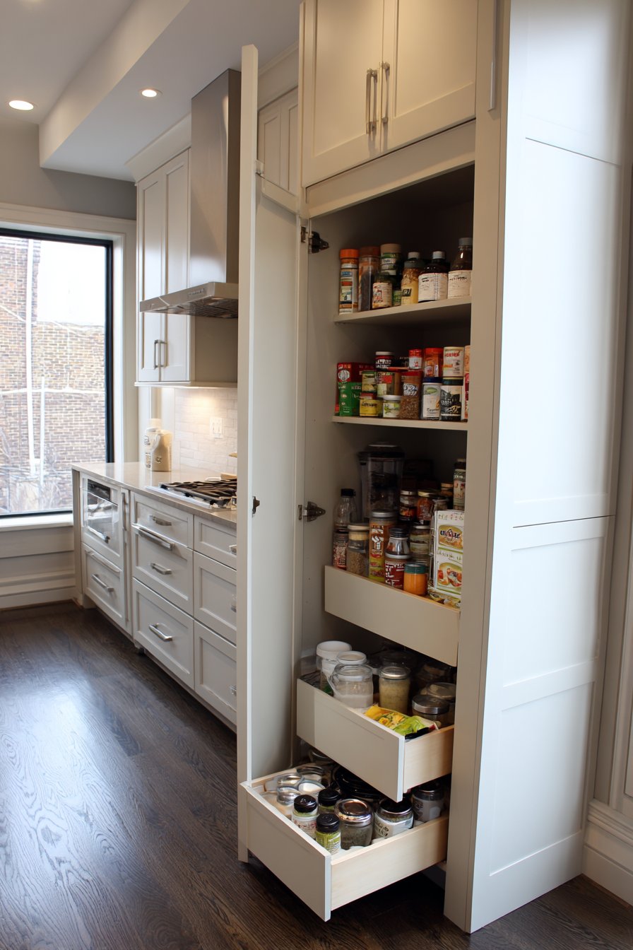 Floor-to-Ceiling Pull-Out Pantry Perfection