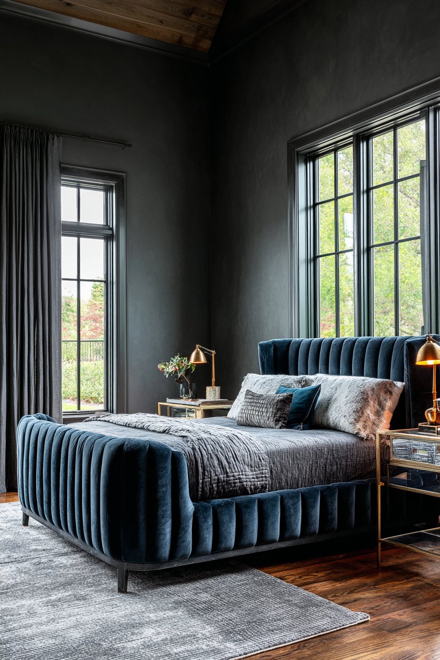 Sophisticated Charcoal Grey Platform Bedroom