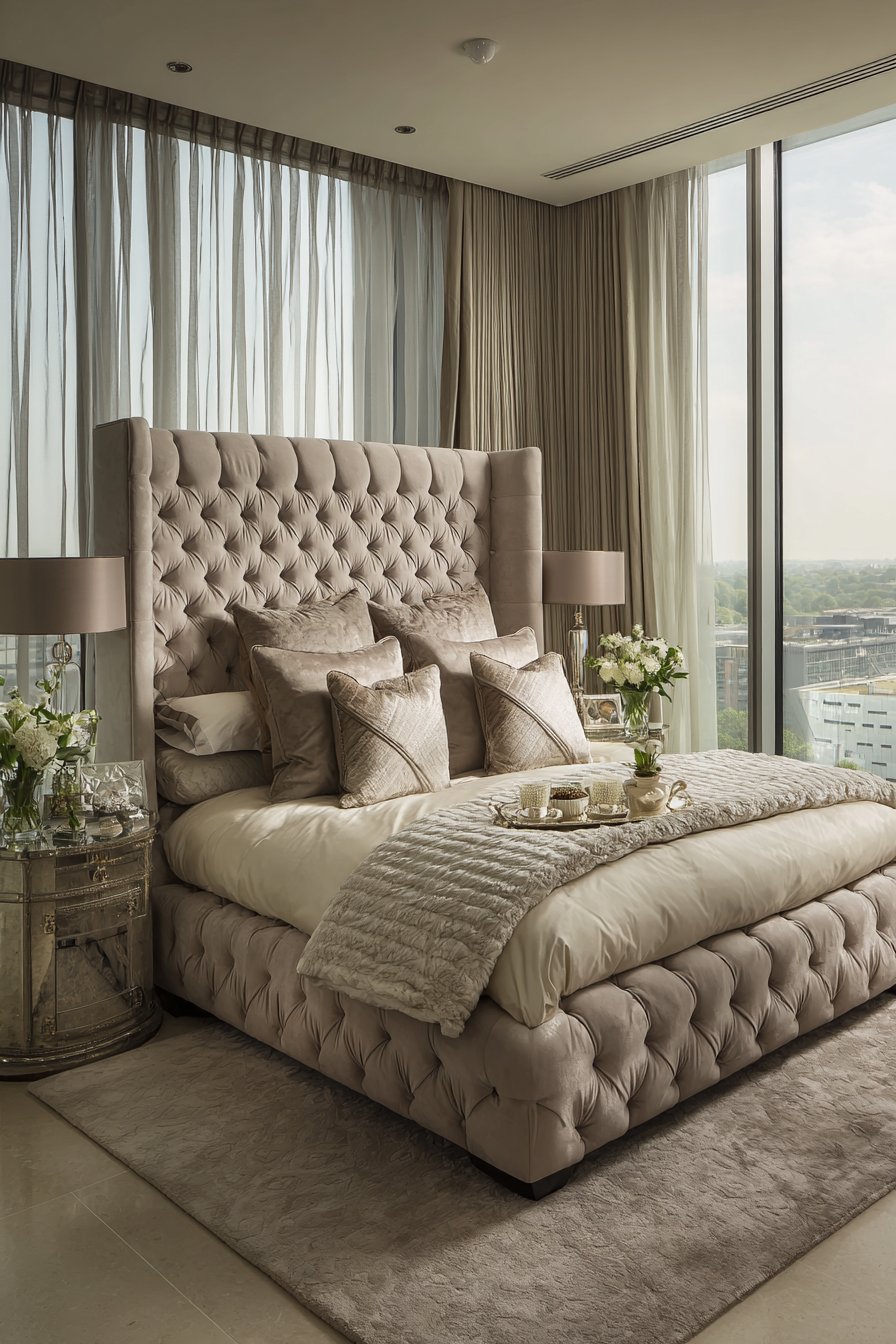 The Sophisticated Neutral Haven with Tufted Elegance