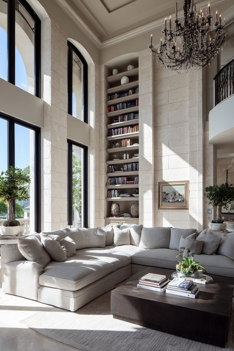 Double-Height Elegance with Floor-to-Ceiling Windows