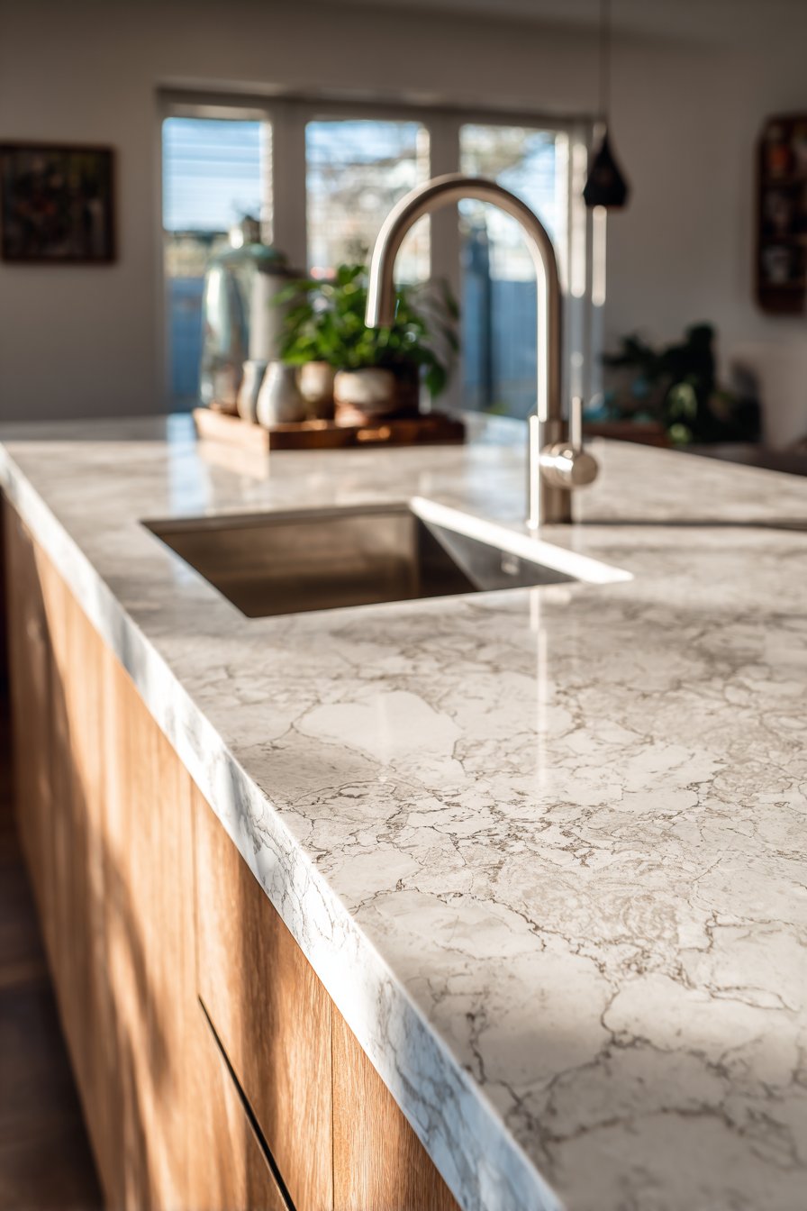 Modern Marble Waterfall Edge Elegance