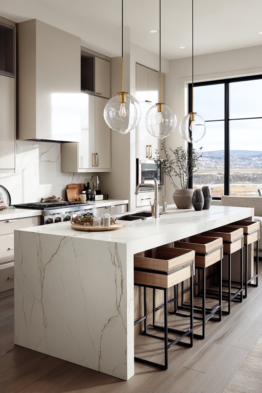 Modern Elegance with Waterfall Edge Sophistication