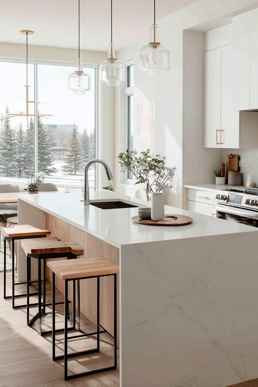 Modern Elegance with Waterfall Edge Sophistication