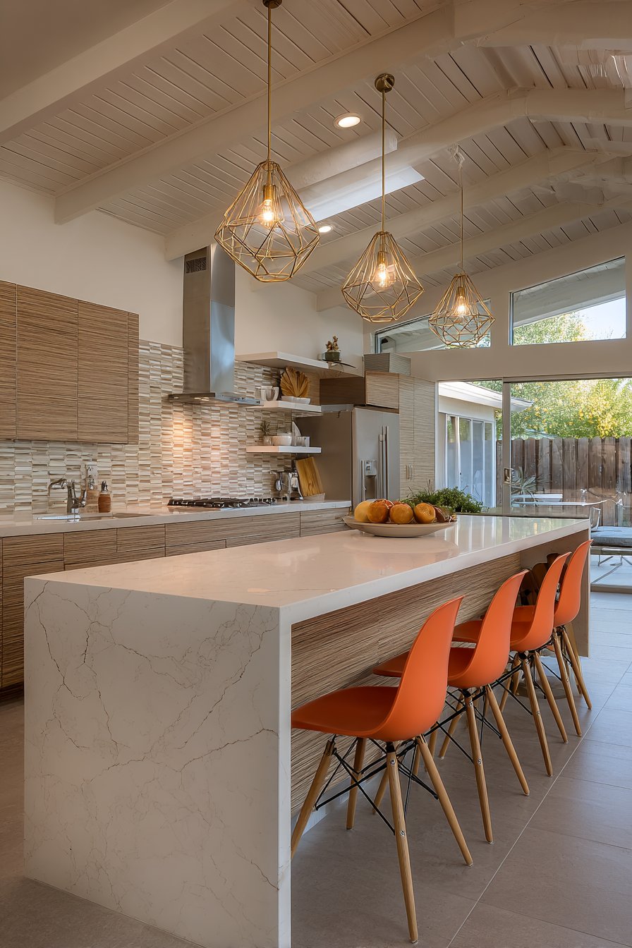 Iconic Teak Elegance with Waterfall Island