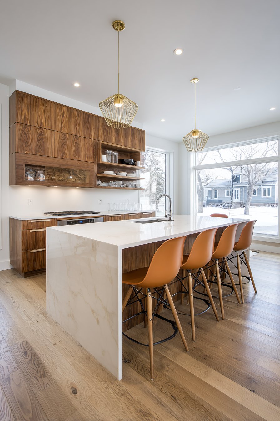 Iconic Teak Elegance with Waterfall Island