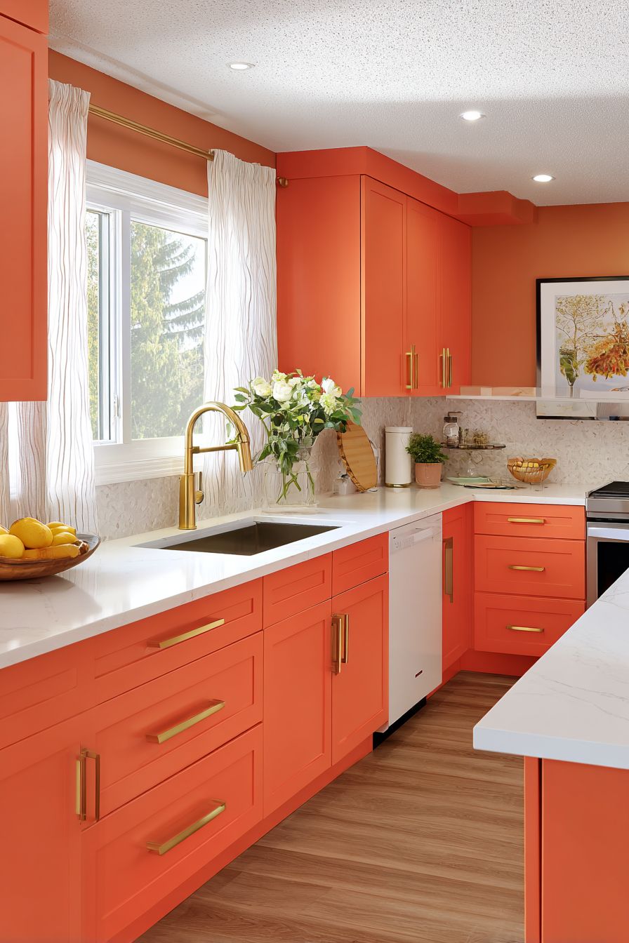 Vibrant Custom Cabinetry in Burnt Orange