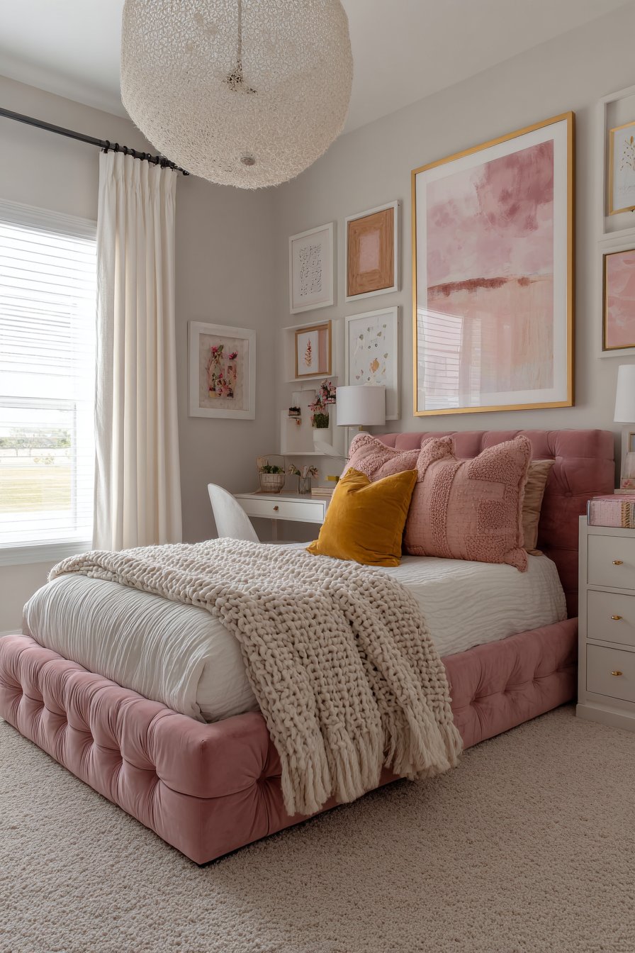 Sophisticated Blush Pink Retreat with Velvet Elegance