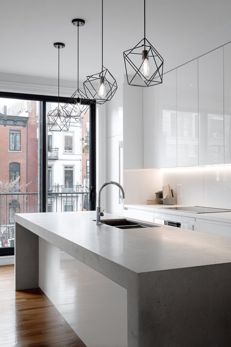 Sleek White Minimalism with LED Integration