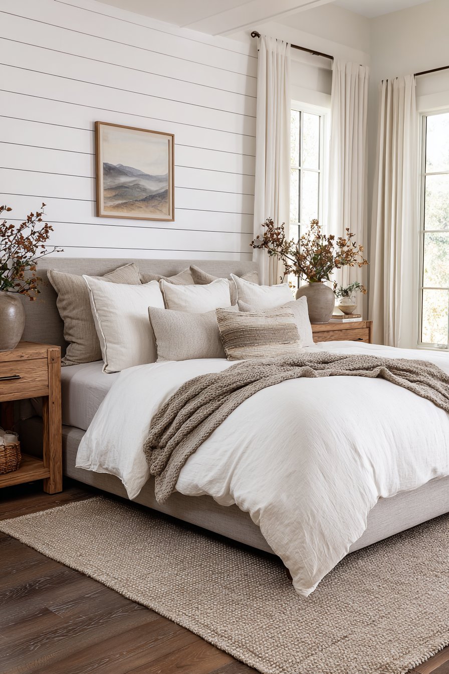 Crisp Platform Bed with Natural Texture Layers