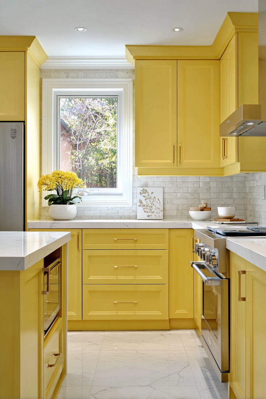 Bright Modern Kitchen with Butter Yellow Cabinets